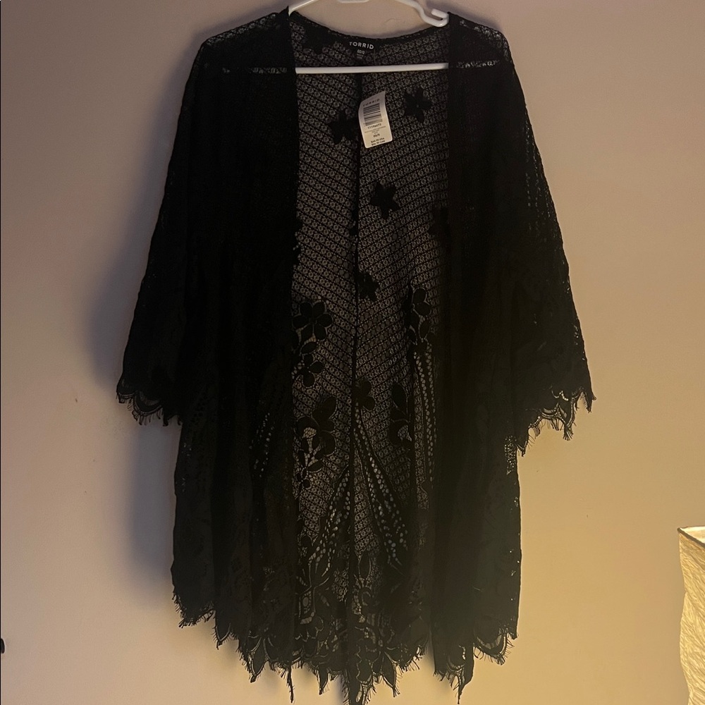 Torrid Black Floral Lace Cardigan